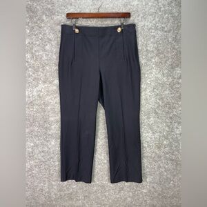 Ann Taylor Pants Womens 10 Curvy Navy Blue Ankle Straight Twill Stretch.